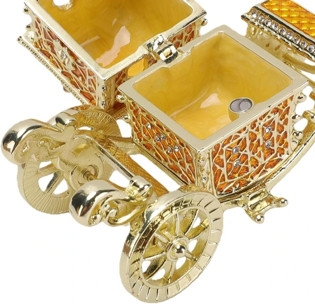 Alt view image 7 of 7 - LICAEVEY Enamel Carriage Trinket Box, Vintage Carriage Jewelry Box with Rhinestones, Decorative Trinket Organizer for Home Decor, Alloy Jewelry Storage with Magnet Lid