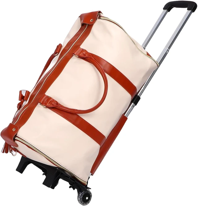Alt view image 4 of 7 - LICAEVEY Large Capacity Travel Bag, Clothes Storage with Detachable Telescopic Handle & Foldable Design (Beige)