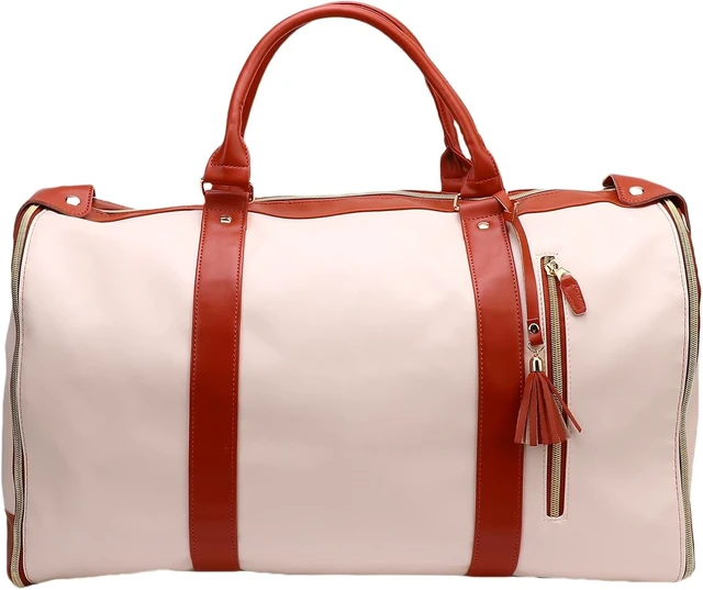Alt view image 3 of 7 - LICAEVEY Large Capacity Travel Bag, Clothes Storage with Detachable Telescopic Handle & Foldable Design (Beige)