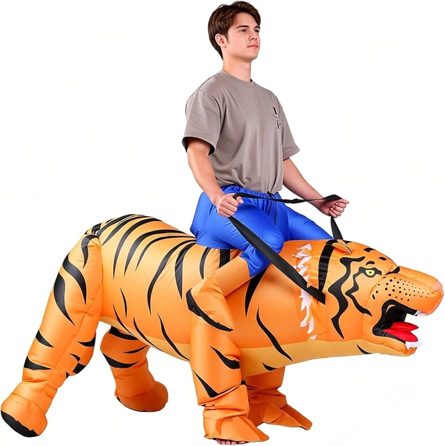 Main image of LICAEVEY Adult Tiger Inflatable Costume, Blow Up Tiger Suit with Continuous Air Circulation, Funny Cosplay Inflatable for Party Men Women Unisex, Lightweight Polyester, One