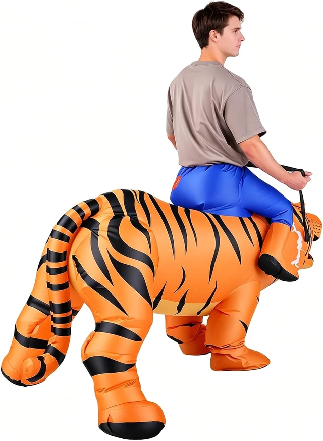 Alt view image 3 of 7 - LICAEVEY Adult Tiger Inflatable Costume, Blow Up Tiger Suit with Continuous Air Circulation, Funny Cosplay Inflatable for Party Men Women Unisex, Lightweight Polyester, One