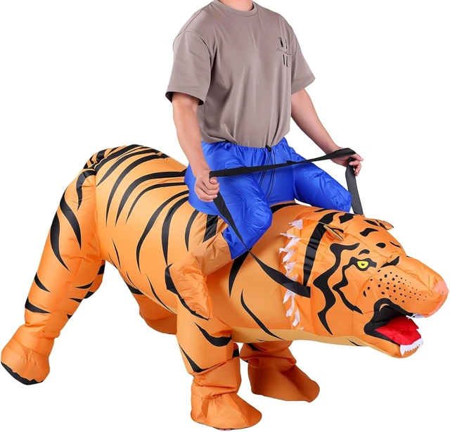 Alt view image 5 of 7 - LICAEVEY Adult Tiger Inflatable Costume, Blow Up Tiger Suit with Continuous Air Circulation, Funny Cosplay Inflatable for Party Men Women Unisex, Lightweight Polyester, One