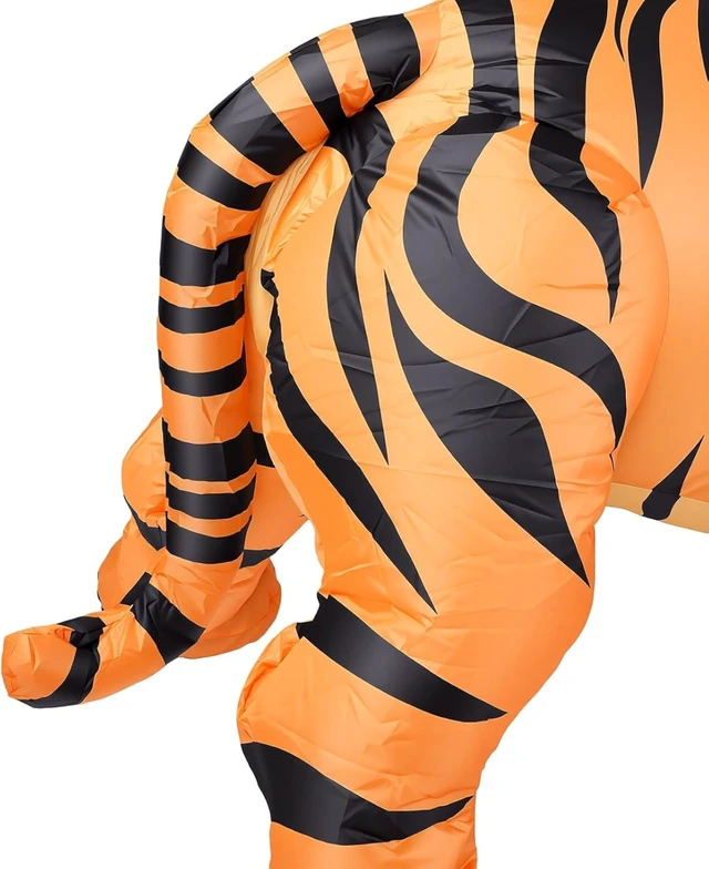 Alt view image 7 of 7 - LICAEVEY Adult Tiger Inflatable Costume, Blow Up Tiger Suit with Continuous Air Circulation, Funny Cosplay Inflatable for Party Men Women Unisex, Lightweight Polyester, One