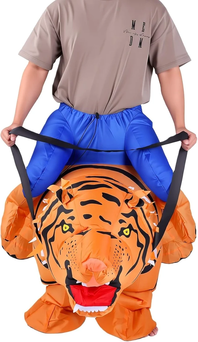 Alt view image 2 of 7 - LICAEVEY Adult Tiger Inflatable Costume, Blow Up Tiger Suit with Continuous Air Circulation, Funny Cosplay Inflatable for Party Men Women Unisex, Lightweight Polyester, One