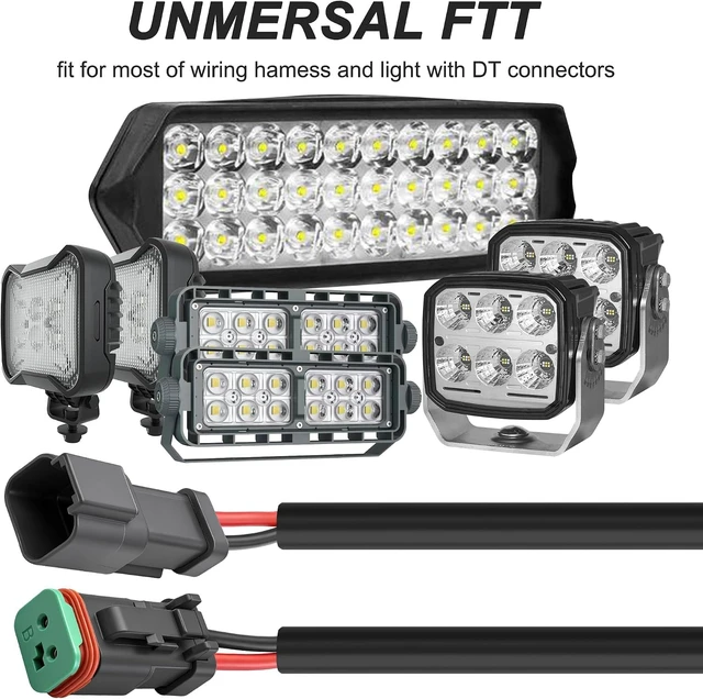 Alt view image 6 of 7 - XMSJSIY DT 2 Pin Wiring Harness Extension Cable Automotive Waterproof Electrical Connector 2 Way Deutsch DT Male to Female Wiring Harness 16AWG Quick Connect for LED Work Lamps Fog Light - 1.5M/4.92FT