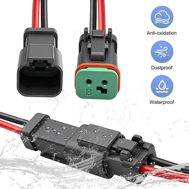 Alt view image 3 of 7 - XMSJSIY DT 2 Pin Wiring Harness Extension Cable Automotive Waterproof Electrical Connector 2 Way Deutsch DT Male to Female Wiring Harness 16AWG Quick Connect for LED Work Lamps Fog Light - 1.5M/4.92FT