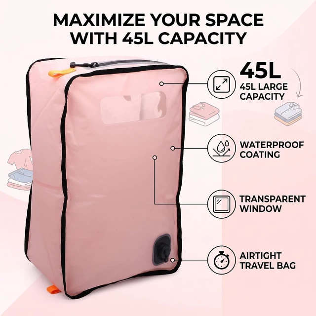 Alt view image 4 of 7 - LICAEVEY 45L Cube Vacuum Storage Bag, Foldable Compression Bag