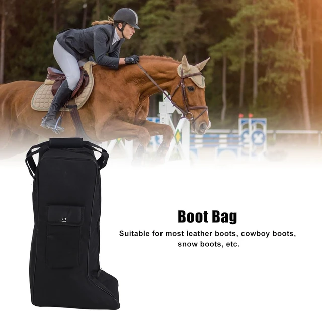 Alt view image 3 of 7 - LICAEVEY Ox Cloth & Leather Boot Bag with Sturdy Handle, Portable Storage for Cowboy & Snow Boots, Zippered