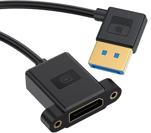 Main image of chenyang DisplayPort 1.4 Cable DisplayPort Male to Female 90 Degree Right Angled 8K@60Hz 4K@240Hz 32.4Gbps High Speed Gold Plated Ultrafine Extension Cable Panel Mount Type 0.98FT/0.3M