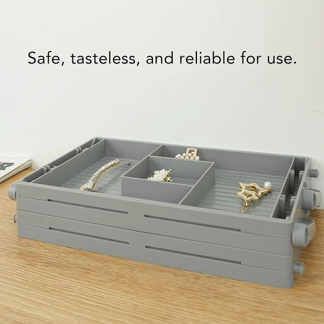 Alt view image 4 of 7 - LICAEVEY 2 Tier Jewelry Drawer Organizer Foldable Expandable