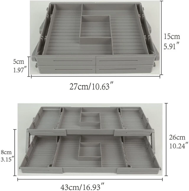 Alt view image 3 of 7 - LICAEVEY 2 Tier Jewelry Drawer Organizer Foldable Expandable
