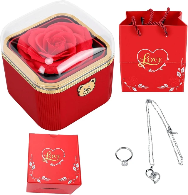 Alt view image 5 of 7 - LICAEVEY Artificial Rose Jewelry Box with Automatic Flip Surprise