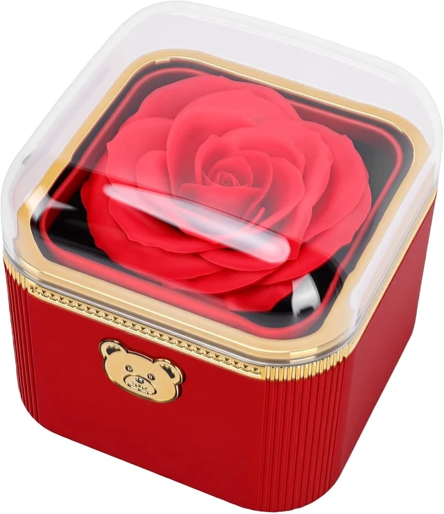 Alt view image 7 of 7 - LICAEVEY Artificial Rose Jewelry Box with Automatic Flip Surprise
