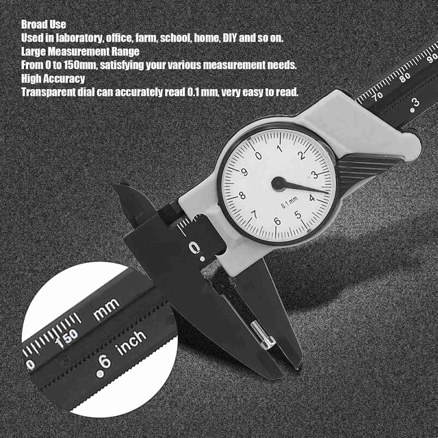 Alt view image 3 of 7 - LICAEVEY Dial Vernier Caliper 0.1mm ABS, High Anti Lens, 4-Way Measurement Tool for Lab School Workshop, 0-150mm Metric Inch Dual Reading, Portable Gauge