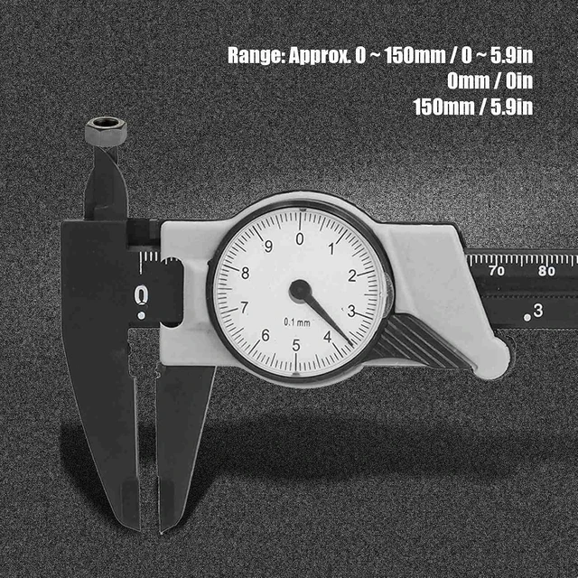 Alt view image 4 of 7 - LICAEVEY Dial Vernier Caliper 0.1mm ABS, High Anti Lens, 4-Way Measurement Tool for Lab School Workshop, 0-150mm Metric Inch Dual Reading, Portable Gauge