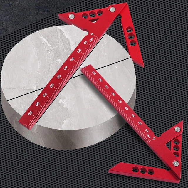 Alt view image 2 of 7 - LICAEVEY Center Scribe Gauge, Aluminum Alloy Center Line Scriber 45 Degree Angle Scribing Woodworking Marking Tool, Circle Center Finder, Red