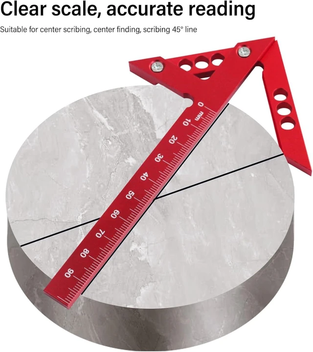 Alt view image 3 of 7 - LICAEVEY Center Scribe Gauge, Aluminum Alloy Center Line Scriber 45 Degree Angle Scribing Woodworking Marking Tool, Circle Center Finder, Red
