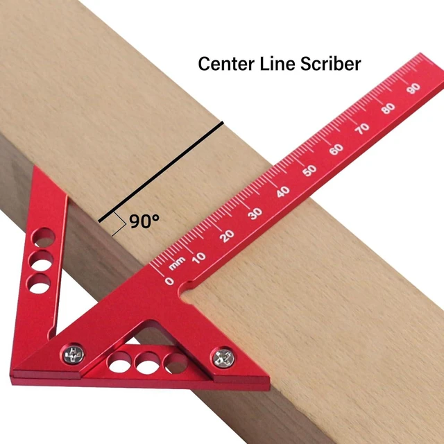 Alt view image 4 of 7 - LICAEVEY Center Scribe Gauge, Aluminum Alloy Center Line Scriber 45 Degree Angle Scribing Woodworking Marking Tool, Circle Center Finder, Red