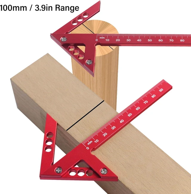 Alt view image 5 of 7 - LICAEVEY Center Scribe Gauge, Aluminum Alloy Center Line Scriber 45 Degree Angle Scribing Woodworking Marking Tool, Circle Center Finder, Red