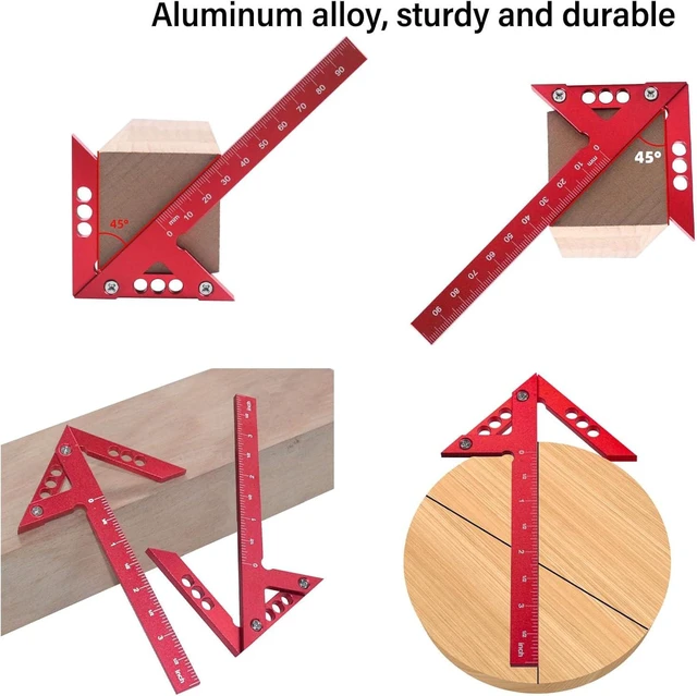 Alt view image 6 of 7 - LICAEVEY Center Scribe Gauge, Aluminum Alloy Center Line Scriber 45 Degree Angle Scribing Woodworking Marking Tool, Circle Center Finder, Red