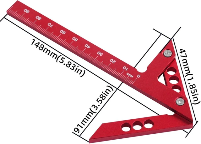 Alt view image 7 of 7 - LICAEVEY Center Scribe Gauge, Aluminum Alloy Center Line Scriber 45 Degree Angle Scribing Woodworking Marking Tool, Circle Center Finder, Red