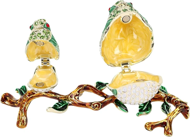 Alt view image 3 of 7 - LICAEVEY Enamel Bird Trinket Box, Decorative Jewelry Box with Rhinestones for Home Decor, Bird Ornament for Rings and Earrings, Hinged Trinket Dish Storage for Bedside Desk