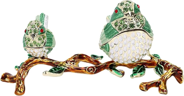 Alt view image 5 of 7 - LICAEVEY Enamel Bird Trinket Box, Decorative Jewelry Box with Rhinestones for Home Decor, Bird Ornament for Rings and Earrings, Hinged Trinket Dish Storage for Bedside Desk