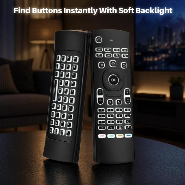 Alt view image 2 of 7 - Backlit MX3 Air Mouse Remote Fly Mouse with Mini Keyboard & IR Learning