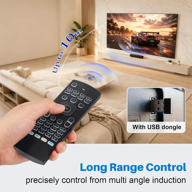 Alt view image 6 of 7 - Backlit MX3 Air Mouse Remote Fly Mouse with Mini Keyboard & IR Learning