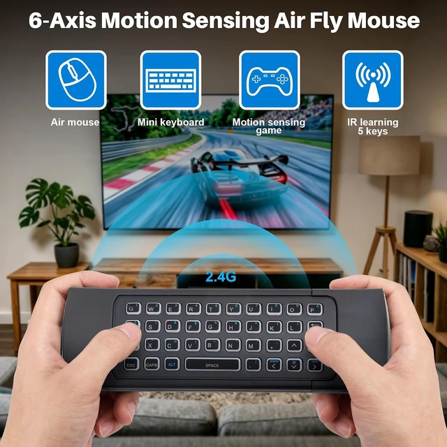 Alt view image 4 of 7 - Backlit MX3 Air Mouse Remote Fly Mouse with Mini Keyboard & IR Learning