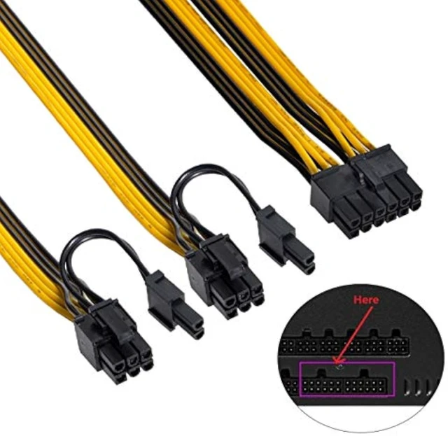 Alt view image 6 of 7 - cablecc 12Pin to ATX Dual 8Pin & 6Pin Splitter GPU Graphics Card Modular Power Supply Cable for 3080 3090 AX850 AX750 AX650