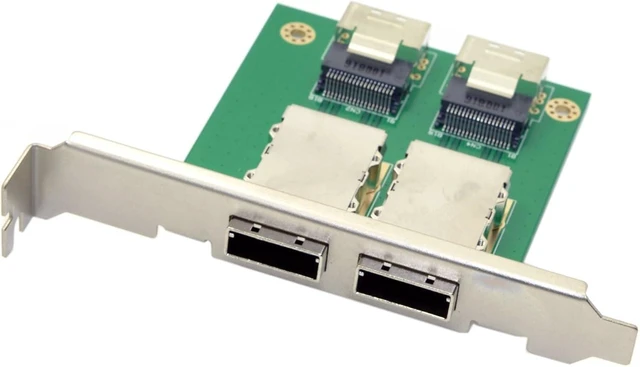 Main image of cablecc Dual Ports Mini SAS SFF-8088 to SAS 36Pin SFF-8087 PCBA Female Adapter with PCI Bracket