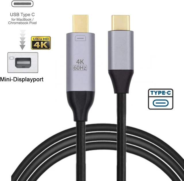 Alt view image 7 of 7 - cablecc USB 3.1 Type C USB-C Source to Mini DisplayPort DP Displays Male 4K Monitor Cable for Laptop 1.8m