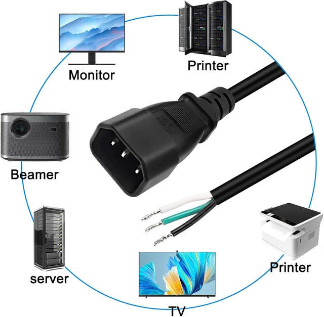 Alt view image 6 of 7 - XMSJSIY C14 Pigtail Power Cable Replacement Power Cord Bare Wire IEC320