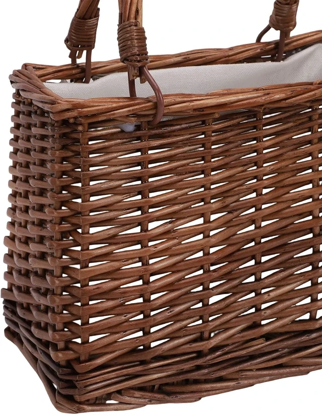 Alt view image 7 of 7 - LICAEVEY Woven Rattan Handbag, Straw Basket Purse with Handle for Women, Portable Woven Bag for Beach Wedding Party, Small Rattan Basket for Home Decor, Rustic Storage Bag (with Beige Ribbon)