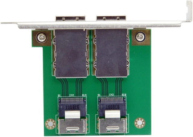 Alt view image 3 of 7 - cablecc Dual Ports Mini SAS SFF-8088 to SAS 36Pin SFF-8087 PCBA Female Adapter with PCI Bracket