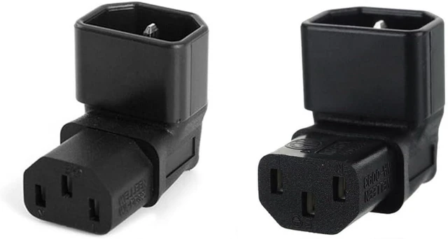 Main image of cablecc 2pcs IEC Male C14 to Up & Down Direction Right Angled 90 Degree IEC Female C13 Power Extension Adapter AC Convertor