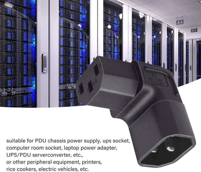 Alt view image 2 of 7 - cablecc 2pcs IEC Male C14 to Up & Down Direction Right Angled 90 Degree IEC Female C13 Power Extension Adapter AC Convertor