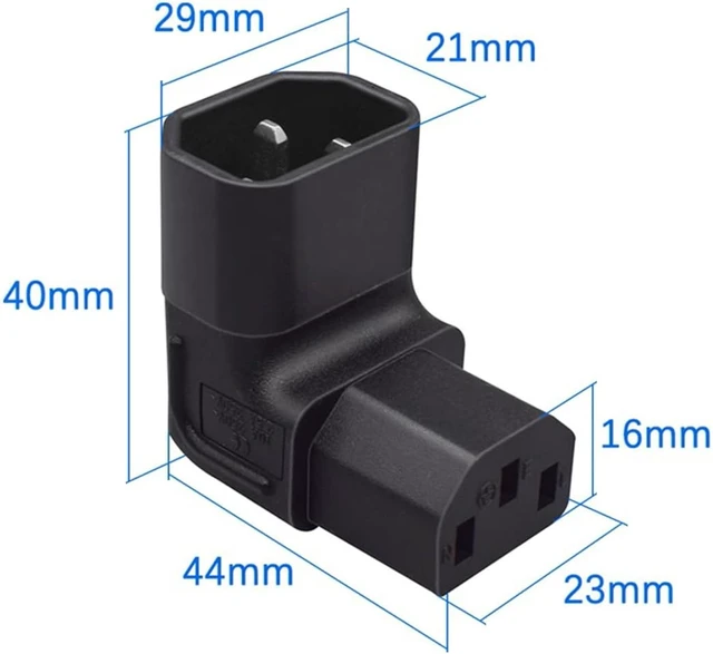 Alt view image 3 of 7 - cablecc 2pcs IEC Male C14 to Up & Down Direction Right Angled 90 Degree IEC Female C13 Power Extension Adapter AC Convertor