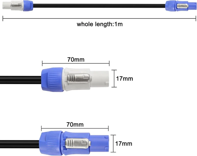 Alt view image 2 of 7 - XMSJSIY PowerCon Power Cable 12AWG 3 Pin AC Input to Output Extension Cord
