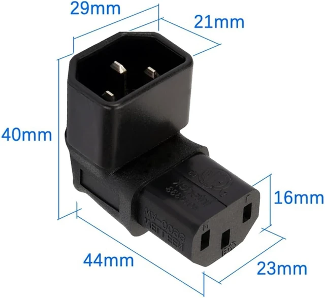 Alt view image 7 of 7 - chenyang 2 Pack IEC 320 C14 Male to C13 Female 90 Degree Angled Power Extension Connector Adapter 10A 250V for Monitor/Computer/PDU Chassis/Printer
