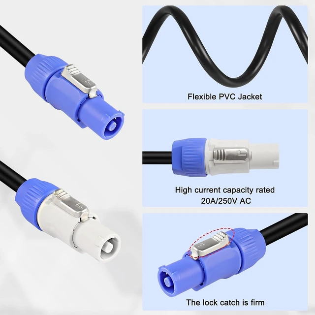 Alt view image 4 of 7 - XMSJSIY PowerCon Power Cable 12AWG 3 Pin AC Input to Output Extension Cord