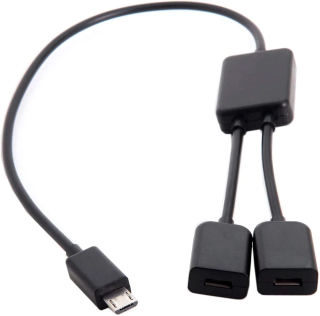 Alt view image 2 of 7 - Cablecc Micro USB to Dual Ports Micro USB Female Hub Cable for Laptop PC & Mouse & Flash Disk