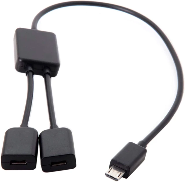 Alt view image 3 of 7 - Cablecc Micro USB to Dual Ports Micro USB Female Hub Cable for Laptop PC & Mouse & Flash Disk