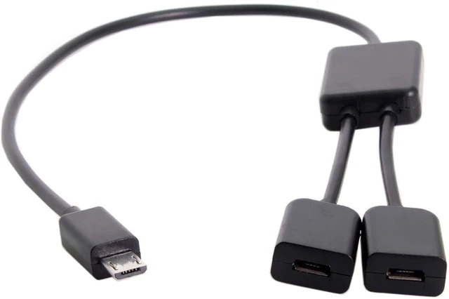 Alt view image 4 of 7 - Cablecc Micro USB to Dual Ports Micro USB Female Hub Cable for Laptop PC & Mouse & Flash Disk