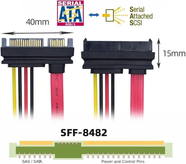 Alt view image 4 of 7 - chenyang SAS to SATA Cable,SFF-8482 SAS 29Pin to SATA 22Pin Hard Disk Drive Raid Extension Cable