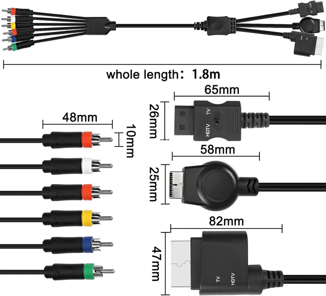 Alt view image 2 of 7 - XMSJSIY PS2 PS3 Component RCA AV HDTV Cable Compatible with 3 in 1-1.8M