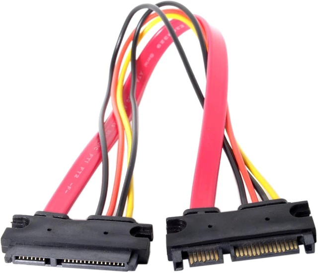Alt view image 2 of 7 - ChenYang SATA III 3.0 22Pin Male to Female Data Power Extension Cable 30cm