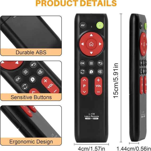 Alt view image 6 of 7 - Universal Learning Remote Replace for TV DVD STB VCR All Infrared Remotes
