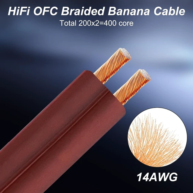 Alt view image 2 of 7 - XMSJSIY Flex Pin Banana Speaker Cable 14AWG HiFi Audio OFC - 2M/6.56FT